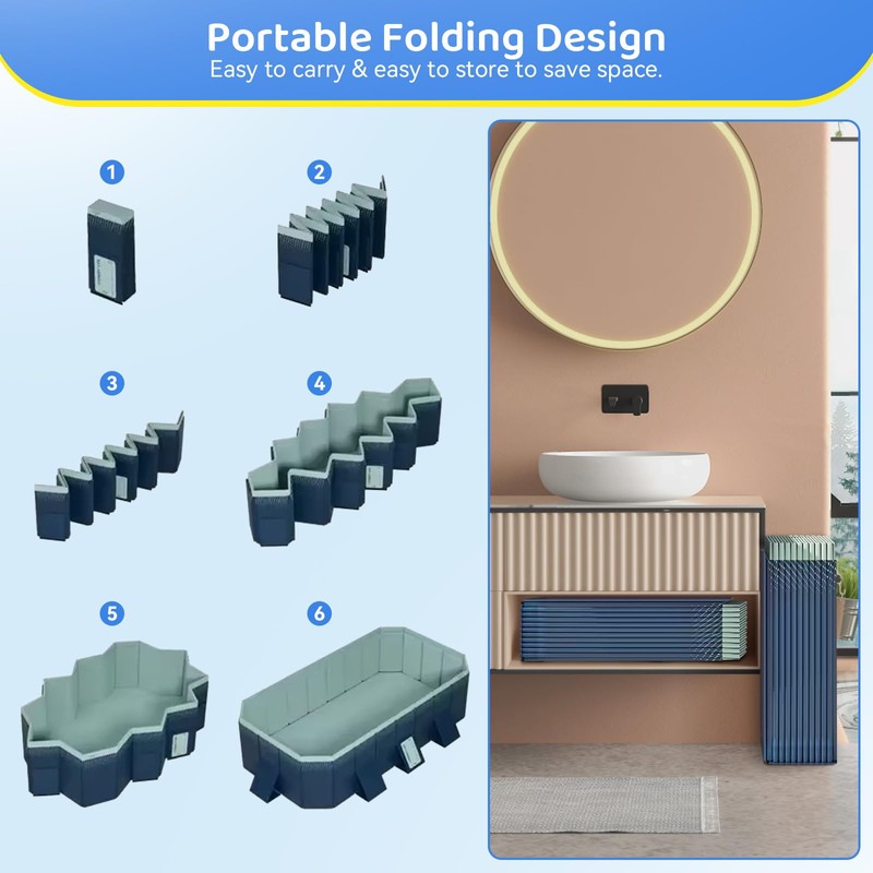 GENDLTHIJ Foldable Swimming Pool, Hard Plastic Shell Rectangular Foldable Pools