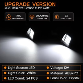 LED License Plate Light for Ford F150 F250 F350 Super Duty Ranger Pickup Truck Explorer Bronco Excursion Expedition, 6500K White Tag Light Assembly