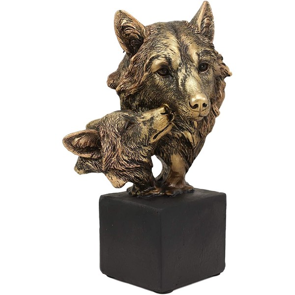 Ebros Gift Faux Bronze Resin Rustic Wildlife Animal Family Head