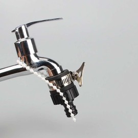 16 mm Universal Tap Connector,2 PCS Garden Hose Pipe Adapter Rubber Stainless Steel Hose Adapter Adjustable Stainless Steel Collar with Stainless Steel Fitting Clamp for 15mm-20mm Diameter Tap