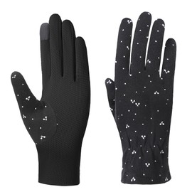 SUJAYU Full Finger Gloves Women, Thin Cotton Hiking Gloves Cycling Gloves Bike Accessories, Breathable Touchscreen UPF Glove Sun Protection Glove for Women (Black)