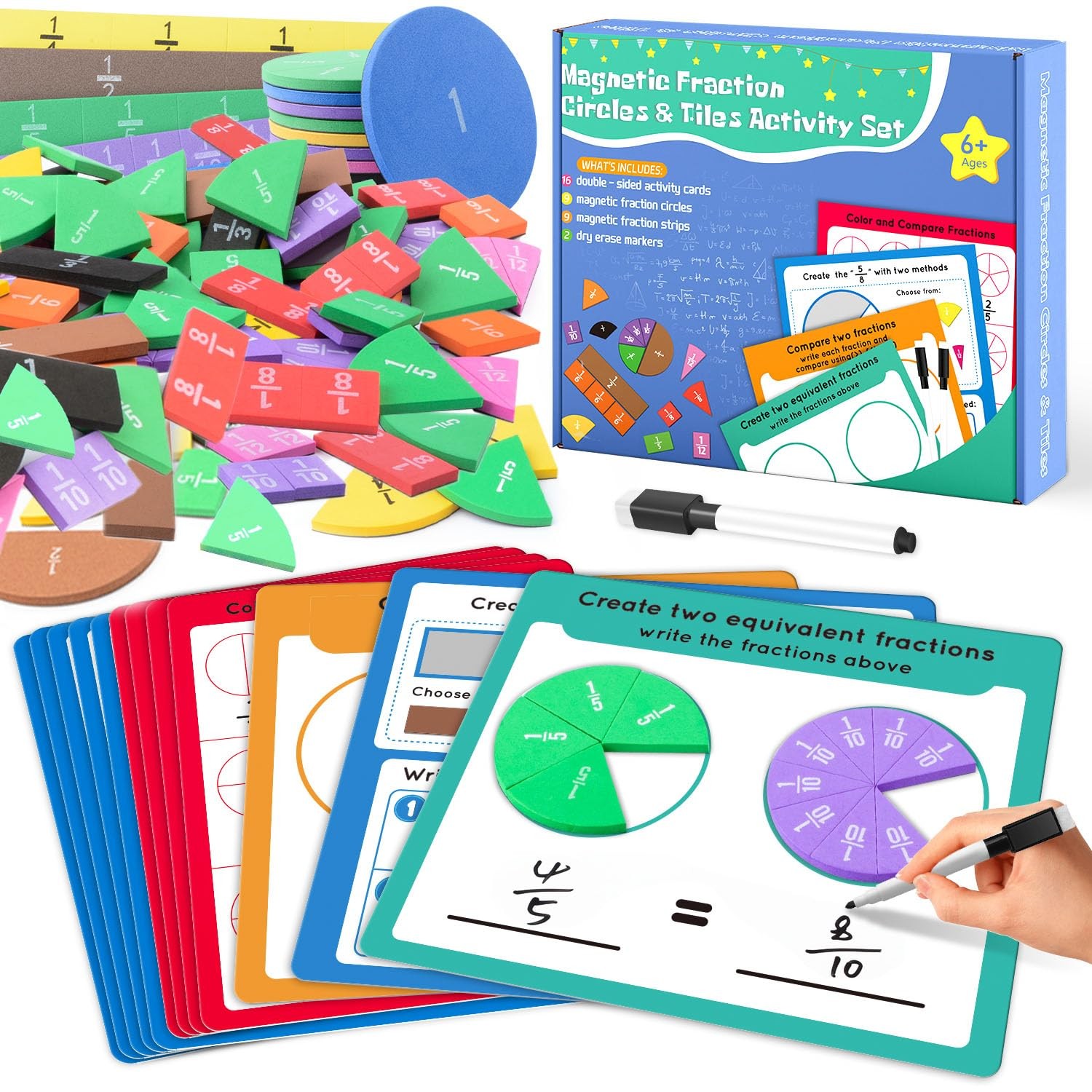 Magnetic Fraction Tiles & Fraction Circles Set-Fraction Manipulatives ...