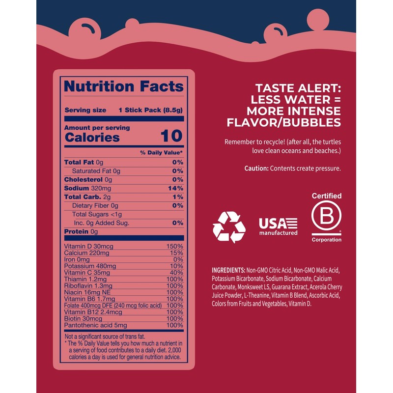 Bobelo Black Cherry Cream Energy Drink Powder, Sugar Free, Electrolytes