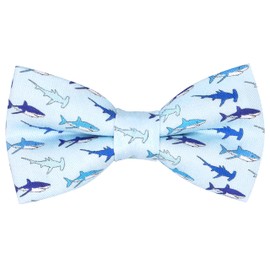 OCIA Cute Pattern Pre-tied Bow Tie Adjustable Bowties for Adult & Children Blue (Sharks-light Blue)