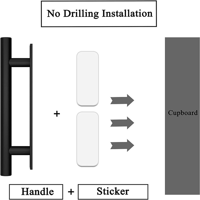 kwa heri Self-Stick Push Pull Helper Black Hidden Cabinet Handles