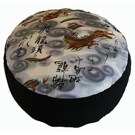 Boon Decor Meditation Cushion Zafu Pillow Buckwheat & Kapok Fill - Limited Edition Kenji Dragons