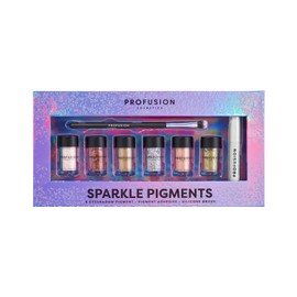 Profusion Cosmetics 8 PC Sparkle Pigments Collection for Mesmerizing Eye Looks W/Brush, 1 Count