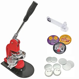 Chibuttons Kit 75mm (3") Button Badge Press Machine Maker-1 + 75mm Round Die Moulds + Adjustable Circle Cutter + 100 Pin-back Button Components
