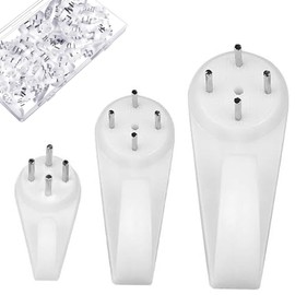 60pcs Non-Trace Picture Hooks for Hard Wall, Picture Hanging Kit for Picture Frame Fixing, Picture Hanger Hook for Plasterboard Walls Drywall Concrete Wall