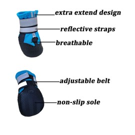 NeuWee Dog Shoes, Waterproof Dog Boots for Injured Paws, Set of 4 Waterproof Dog Boots with Adjustable Reflective Straps and Anti Slip Sole for Small Medium Large Dogs (Blue, XL)