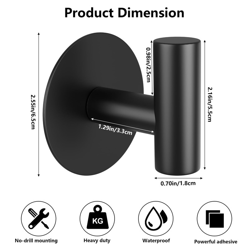 VINHOLD Self-Adhesive Coat Hooks, Stainless Steel Heavy Duty Wall Hooks,