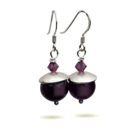 Silver Amethyst Earrings, Gift Wrapped in Bag, Purple 925 Sterling Gemstone Drop Earrings - Lesley H Phillips