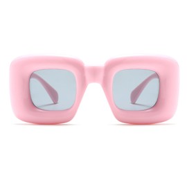 Long Keeper Square Sunglasses Women Men - Large Vintage Rectangular Sunglasses Y2k Retro Rave Party Vintage Glasses Colourful Thick Frame 62mm, pink