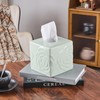 Light Green Ceramic Cube Tissue Box Cover with Rose –