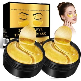 Parches para Ojos, Máscaras de colágeno de 24 K en polvo de oro, Mascarillas Contorno Ojos, Se Utiliza para Hidratar y Reducir la Apariencia de...    