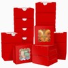 Bakepacker 60pcs Red Bakery Boxes with Window 6x6x3 inches Thick