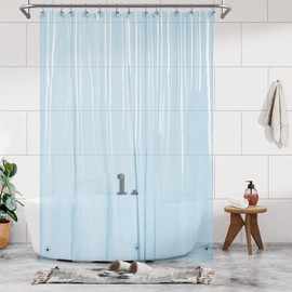 Barossa Design Extra Long Clear Blue Shower Curtain Liner with 3 Magnets - 72" x 84" XL, Waterproof PEVA Lightweight Shower Liner for Bathroom, PVC Free, Metal Grommets - Clear Blue, 72x84