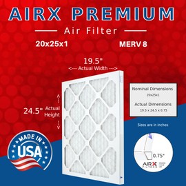 AIRX FILTERS WICKED CLEAN AIR. 20x25x1 Air Filter MERV 8 Electrostatic Pleated Air Conditioner Filter 6 Pack HVAC AC Furnace Filters