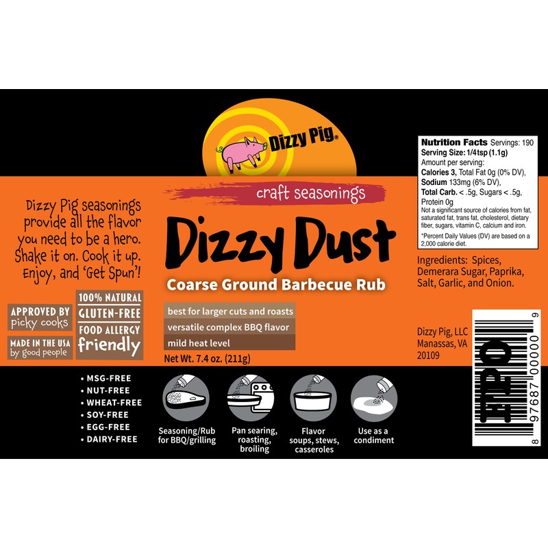 Dizzy Pig Coarse Grind Dizzy Dust All-Purpose Barbecue Seasoning Rub