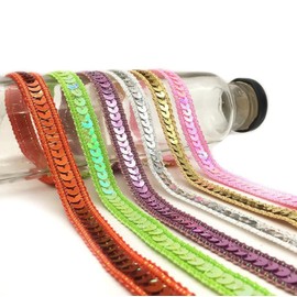 10 m 12 mm Glitter Sequin Lace Ribbon, Sequin Ribbon Lace Trim, Decorative Ribbon Trim for Sewing, Sequin Ribbons Trim Ribbon for DIY Craft Costumes Decoration, Dress Embellishment, Gold A