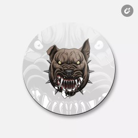 Unbranded Mad Dog Head Mascot Animal | 4'' X 4'' Round Decorative Magnet