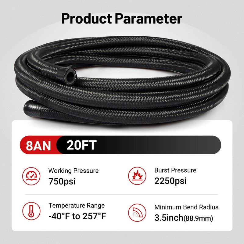 EVIL ENERGY 8AN Fuel Line Kit, 8AN Nylon Braided Fuel