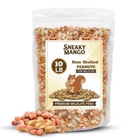 Sneaky Mango Premium Quality Raw Out of Shell Peanuts - 10 Pounds - Shelled Peanuts for Birds – Wildlife Quality - Food for Squirrels, Deer, Birds, and Other Wildlife Animals – Grown in The USA