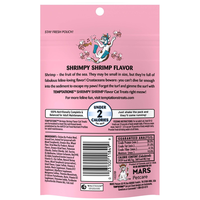 Temptations Classic Crunchy and Soft Cat Treats, Shrimpy Shrimp Flavor,