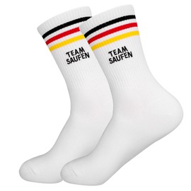 Kaempe Bestickte Biersocken, Malle Bier Socken(TEAM SAUFEN), Deutschland Socken, Tennissocken für Mallorca Party, ballermann party, Oktoberfest, Bier Geschenke Männer