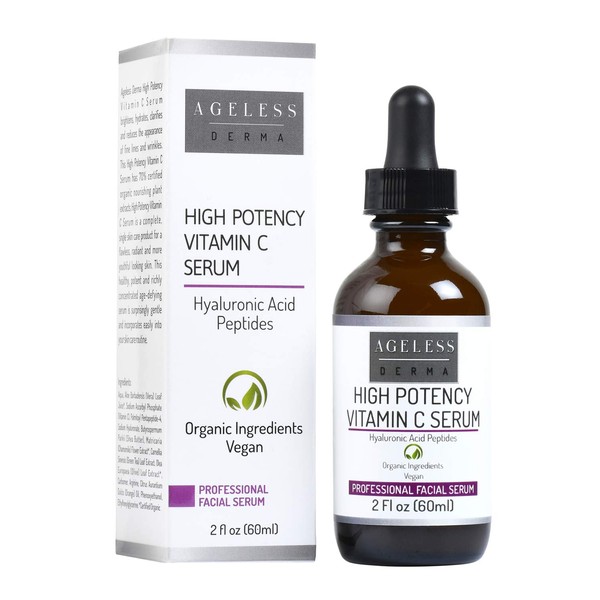 Ageless Derma High Potency Vitamin C Serum with Hyaluronic Acid by Dr. Mostamand. 2 FL oz (60 ml)