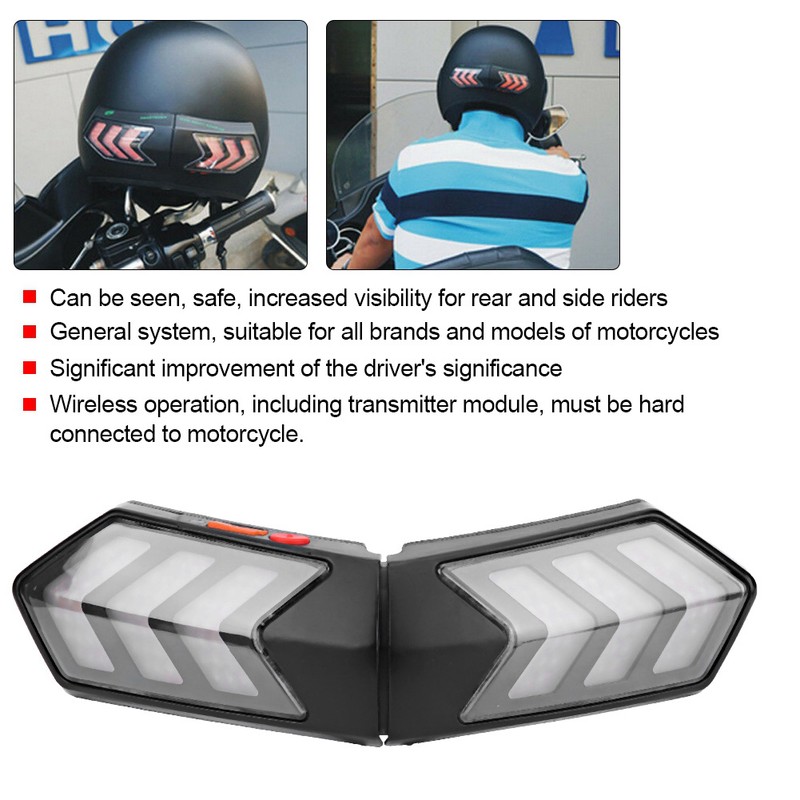 Wireless Motorcycle Helmet LED Safety Light Motorbike Turn Signal Warning
