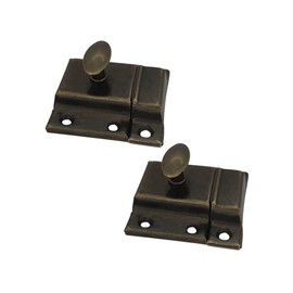 QCAA Oval Turn Cabinet Latch, for Cupboard & Other Furniture, Small, Chrome Plated, Made in Taiwan, 2 Pack