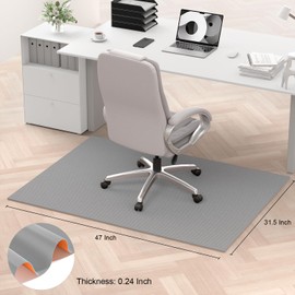 Hsurbtra Office Chair Mat for Hardwood Floor, 31.5" x 47" Ultra Thick Non-Slip Computer Chair Mat, Heavy Duty Floor Protector, Large Desk Rug for Office Home, Light Gray