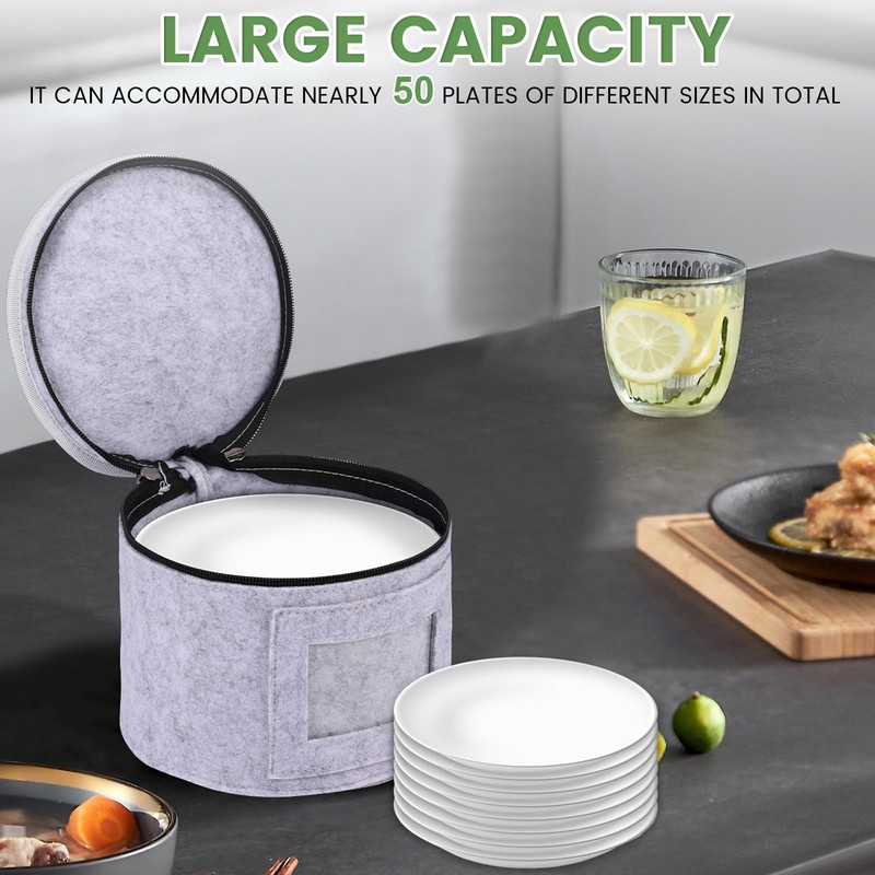 4Pcs China Storage Container with Lid 7/8.5/10/12inch Felt Plate Dish