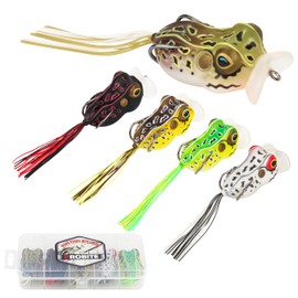 Probite Soft Frog Lures, Topwater Swimbaits for Bass Fishing, Realistic PVC Design, Weedless Hooks, Perfect for Freshwater & Saltwater, Effective Fishing Lures for Pike & Snakehead (5pcs)