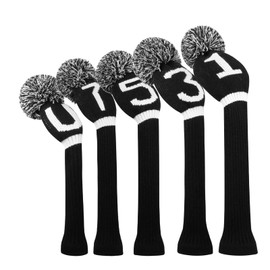 Scott Edward Knitting Golf Club Headcovers, Set of 5 Golf Club Headgear Driver Wood 1 Fairway Wood 2 and Hybrid Wood 2 with Rotating Club Number Tags
