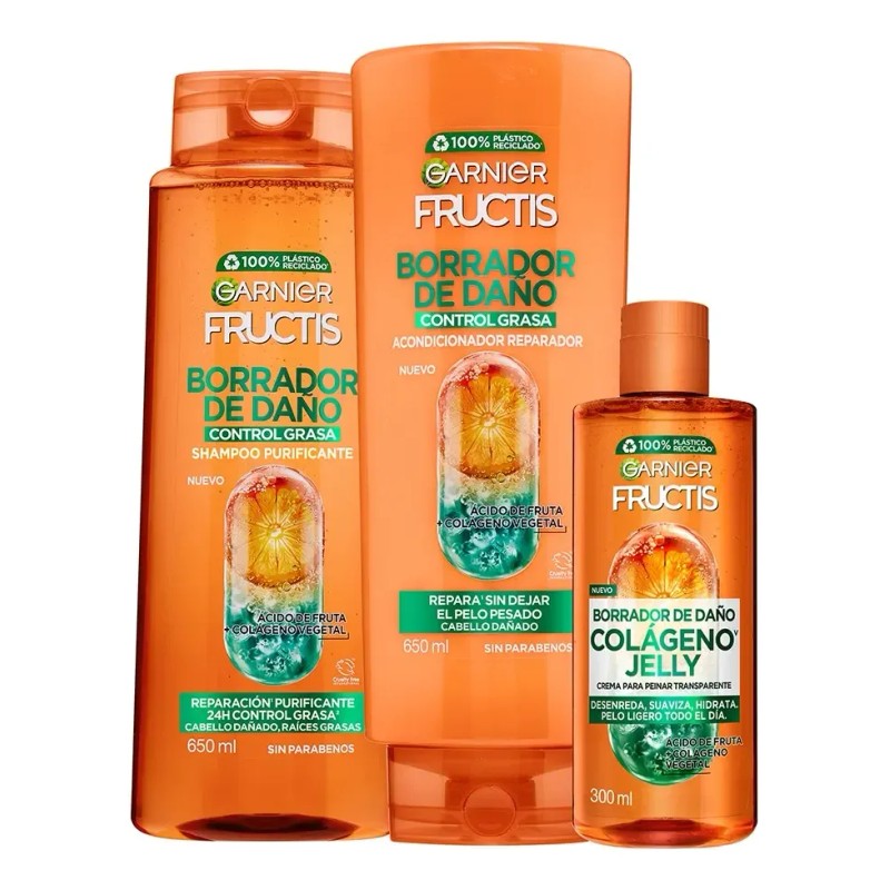 Garnier Fructis Borrador De Daño Rutina Control Grasa