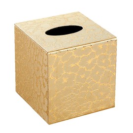 S Forever Home Decor Cube Tissue Box Holders PU Leather Square Tissue Box Cover (Gold Lightning)