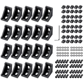 EYPINS 20 x Aluminium Profile Angle Mounting Material, Aluminium Profile 20 x 20 Groove 6 Aluminium Angle Connector 90 Degree Corner Angle Connector for 2020 Strut Profile, 3D Printer, CNC Router, DIY