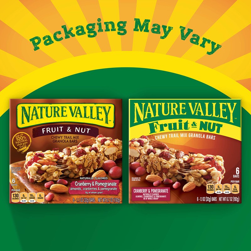 Nature Valley Chewy Fruit & Nut Granola Bars, Cranberry Pomegranate,