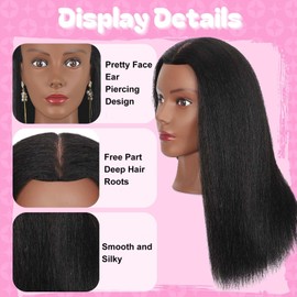 Opini 18 Inch Mannequin Head Human Hair with 100% Real Hair Cosmetology Mannequin Manikin Doll Head for Hairdresser Practice Braiding Hairstyling With Tripod Stand (18 Inch-Tripod Set)