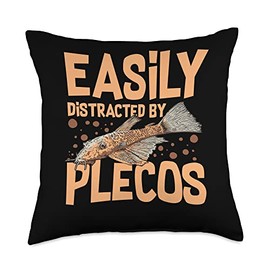 Plecostomus Pleco Fish Aquarium Food Tank Zebra Cave Throw Pillow, 18x18, Multicolor