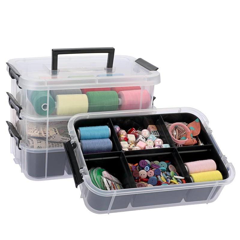 IGNPION Stackable Storage Box, 4 Layer Adjustable Plastic Storage Box