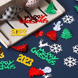 GotGala - Confeti de Navidad con purpurina, número 2022, diseño de muñeco de nieve de lentejuelas metálicas, para decoración de fiesta de Año Nuevo, 1.7 onzas