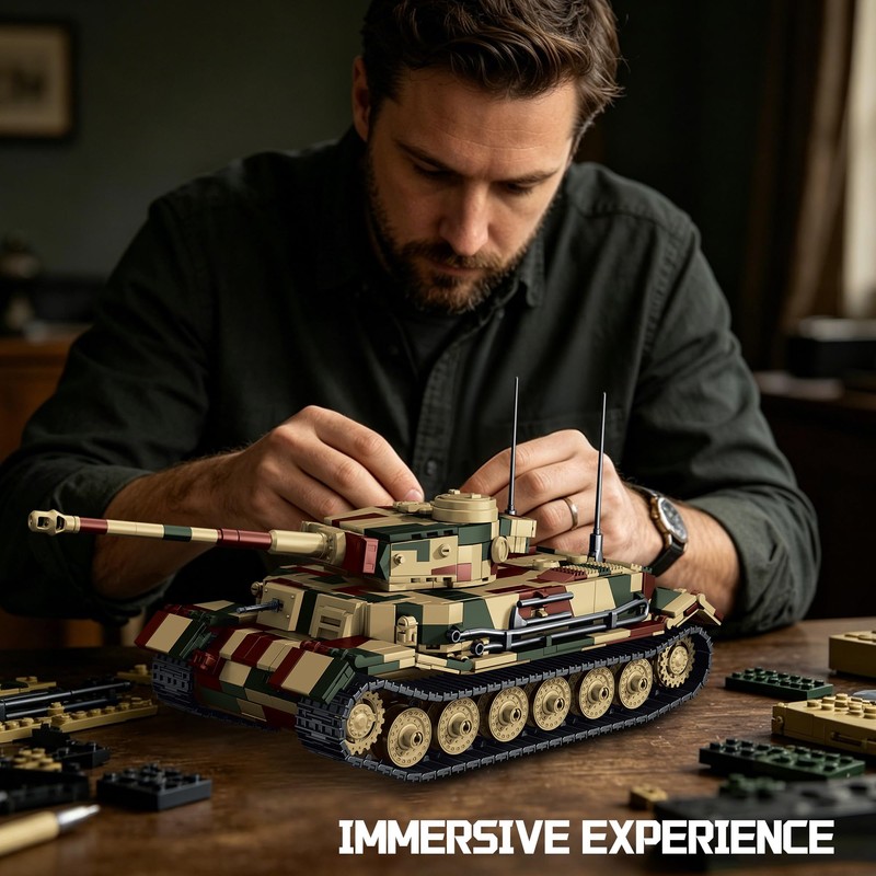 honchoes Tiger P Tank Building Set, WW2 Military Tank Model