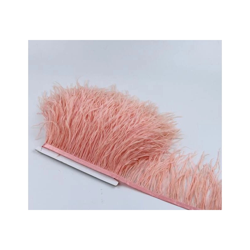 FeatherParadise Blush Pink Ostrich Feather Trims Fringes Sewn on Feather