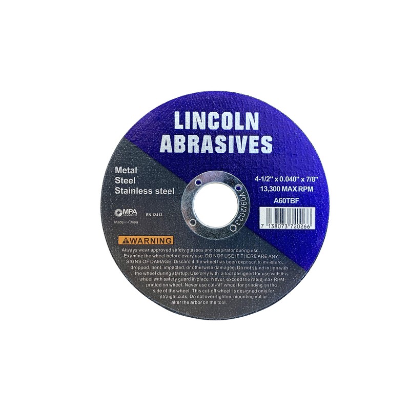 100 Pack 4.5" Cut-Off Wheels Lincoln Abrasives .040" Metal &
