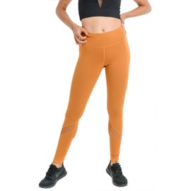 Mono B Women's Athletic Full Leggings with Sleek Contrast Mesh Panels M Coco