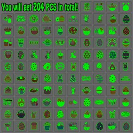 Leesgel 204 Sheets Individually Wrapped Luminous Tattoo Children's Easter Decorations, Easter Stickers, Easter Gifts for Children, Easter Basket Bags, Filler Egg Hunting Games Craft Party Decoration