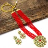JewarHaat Necklace Set Red Crystal Layered Chain/Mala Gold Plated Pearl